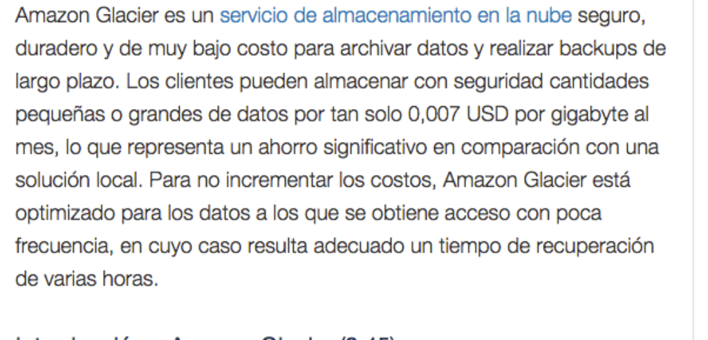 Servicio Amazon Glazier –  Cloud Service